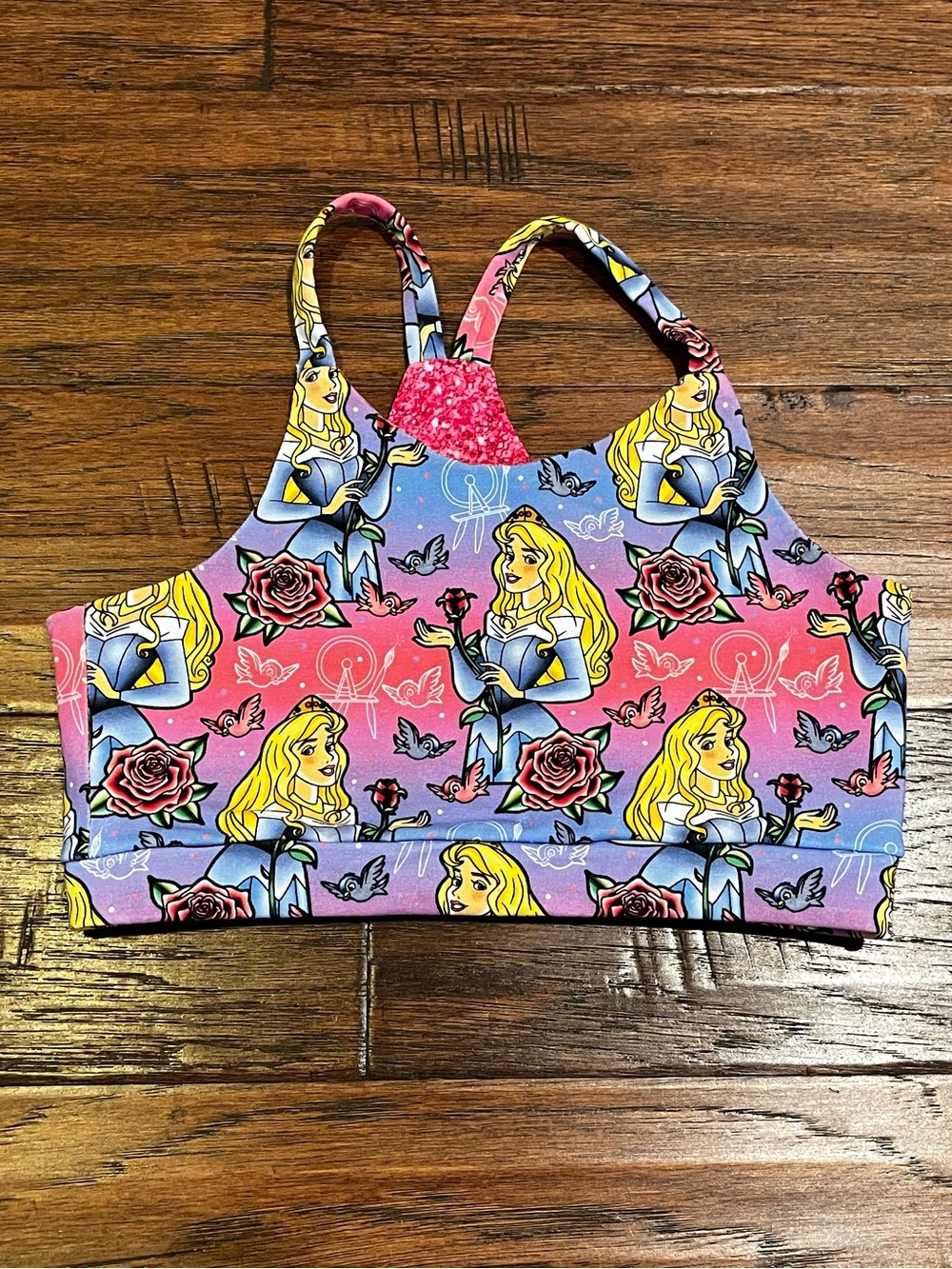 Sweet Petunia Sleeping Beauty/Princess Aurora Sports Bra Top